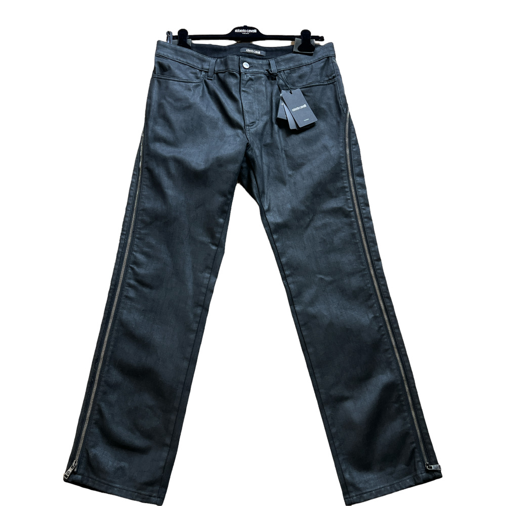 NEW Roberto Cavalli Men's Black Zipper Accent Jeans US Size 36